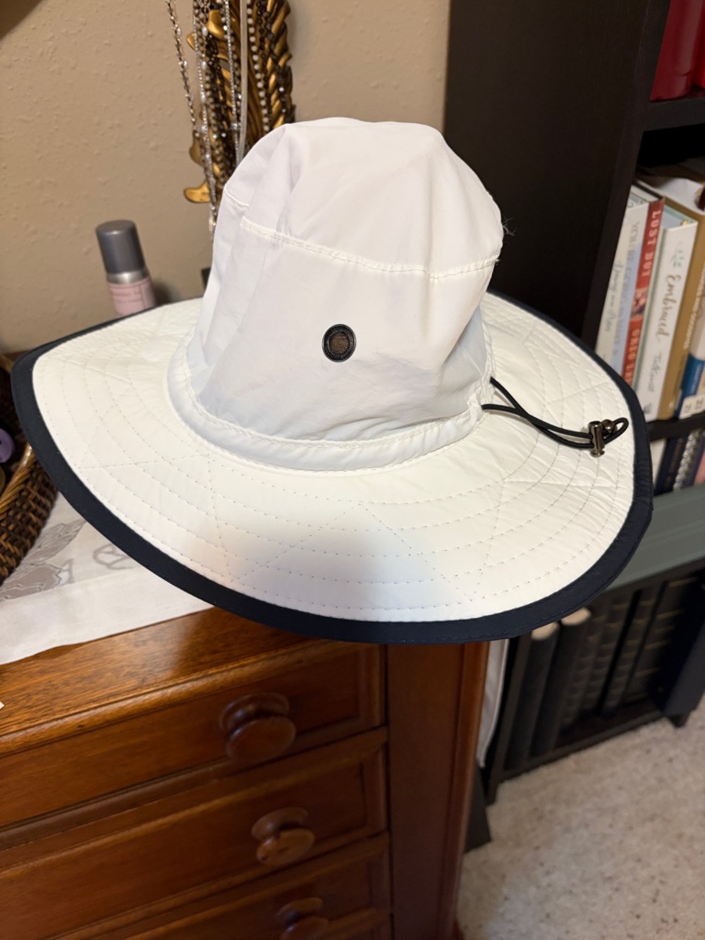 White Dorfman pacific co  golf Hat with Black Edge